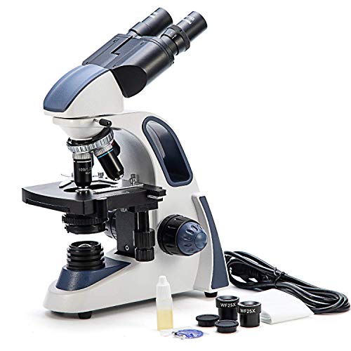 Swift SW380B 40X-2500X Magnification, Siedentopf Head, Research-Grade Binocular Compound Lab Microscope with Wide-Field 10X and 25X Eyepieces,with 48pcs Kids Plastic Prepared Microscope Slides
