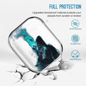 POKABOO for AirPods Case, Clear Soft TPU Protective Cover Case for AirPods 2 & 1 Wireless Charging Case Headphone Case with Keychain (Wolf)