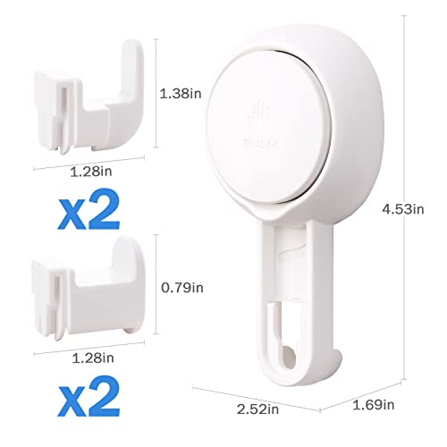 Suction Cup Hooks, No Drilling Suction Cups Heavy Duty Shower Hooks Max Hold 11lbs Wreath Hanger Powerful Suction Hooks Waterproof for Bathroom and Kitchen Towel, Loofah, Bathrobe, Clothes - 4 Pack