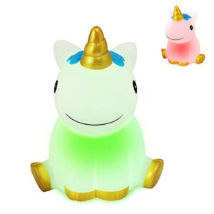 fundoo unicorn night light for kids bedroom, light up cute unicorn gifts color changing light for girls, battery operated led bedroom lamp decoration