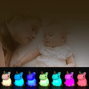 Fundoo Unicorn Night Light for Kids Bedroom, Light Up Cute Unicorn Gifts Color Changing Light for Girls, Battery Operated LED Bedroom Lamp Decoration