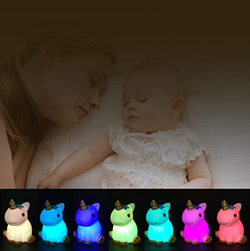 Fundoo Unicorn Night Light for Kids Bedroom, Light Up Cute Unicorn Gifts Color Changing Light for Girls, Battery Operated LED Bedroom Lamp Decoration