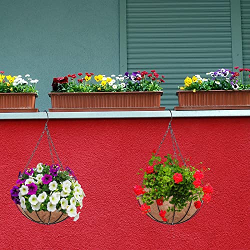 Halatool 4 PCS 14 Inch Round Coco Liners Hanging Basket 100% Natural Replacement Coconut Fiber Liner for Garden Flower Pot Vegetables Herbs