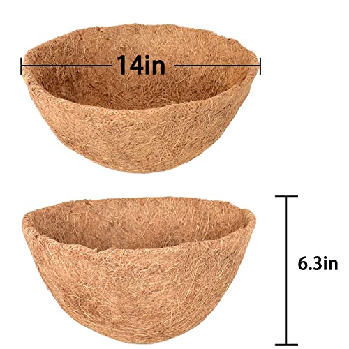 Halatool 4 PCS 14 Inch Round Coco Liners Hanging Basket 100% Natural Replacement Coconut Fiber Liner for Garden Flower Pot Vegetables Herbs