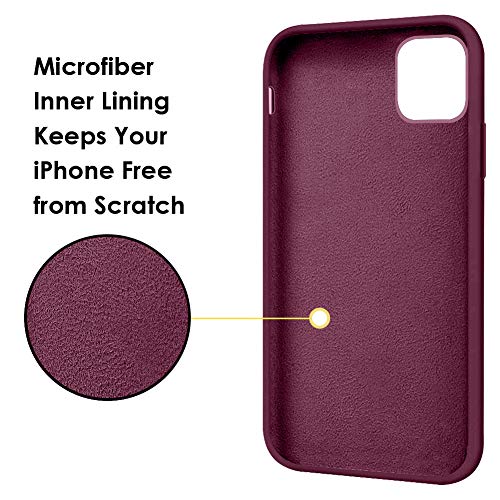 MOCCA for iPhone 11 Case with Ring Kickstand | Super Soft Microfiber Lining | Anti-Scratch Liquid Silicone Shock-Absorbing Case for iPhone 11 - WineRed