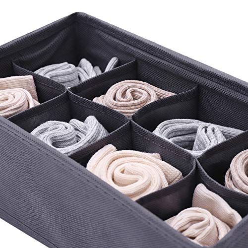 DIOMMELL 6 Pack Foldable Cloth Storage Box Closet Dresser Drawer Organizer Fabric Baskets Bins Containers Divider for Clothes Underwear Socks Lingerie Clothing, Dark Grey 00-0600