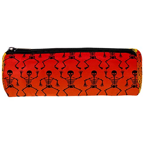 Skeleton On Gradient Orange Pencil Bag Pen Case Stationary Case Pencil Pouch Desk Organizer Makeup Cosmetic Bag for School Office