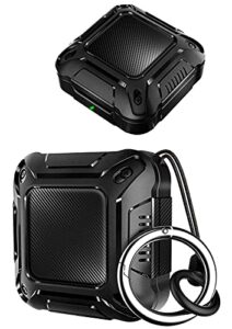 tpu hard case for galaxy buds 2 pro case 2022/galaxy buds 2 case 2021/ buds pro cover 2021/ buds live case 2020, wireless charging carbon fiber protective earbuds accessories with keychain,black