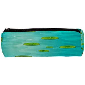 two lotus flowers and leaves on water pencil bag pen case stationary case pencil pouch desk organizer makeup cosmetic bag for school office