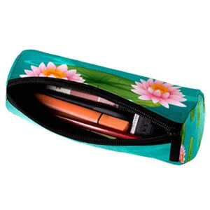 Two Lotus Flowers and Leaves On Water Pencil Bag Pen Case Stationary Case Pencil Pouch Desk Organizer Makeup Cosmetic Bag for School Office