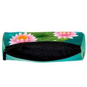 Two Lotus Flowers and Leaves On Water Pencil Bag Pen Case Stationary Case Pencil Pouch Desk Organizer Makeup Cosmetic Bag for School Office