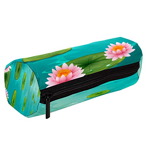 Two Lotus Flowers and Leaves On Water Pencil Bag Pen Case Stationary Case Pencil Pouch Desk Organizer Makeup Cosmetic Bag for School Office