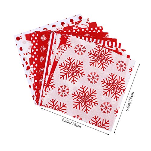 EXCEART Patchwork Fabric 50pcs Christmas Cotton Fabric Christmas Quilting Fabric Bundles Snowflake Santa Tree Patterns for Christmas Holiday DIY Craft Sewing Quilted