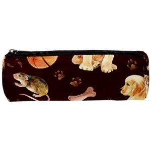 kitten puppy and mouse pattern pencil bag pen case stationary case pencil pouch desk organizer makeup cosmetic bag for school office