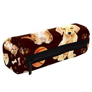 Kitten Puppy and Mouse Pattern Pencil Bag Pen Case Stationary Case Pencil Pouch Desk Organizer Makeup Cosmetic Bag for School Office