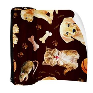 Kitten Puppy and Mouse Pattern Pencil Bag Pen Case Stationary Case Pencil Pouch Desk Organizer Makeup Cosmetic Bag for School Office