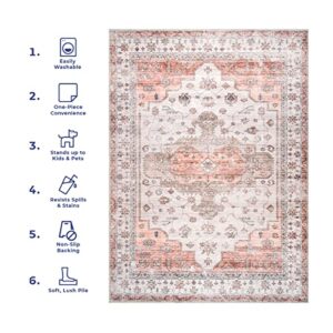 nuLOOM Banks Vintage Machine Washable Area Rug, 5' x 8', Beige