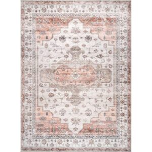 nuLOOM Banks Vintage Machine Washable Area Rug, 5' x 8', Beige