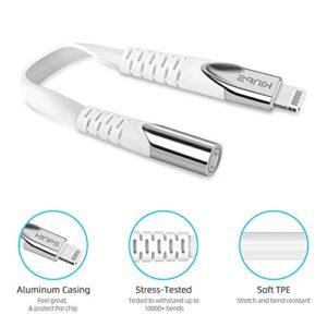 KINPS [MFI Certified Lightning to 3.5 mm Headphone Jack Adapter Compatible with iPhone 12/11 Pro Max/11 Pro/11/XS Max/XS/XR/X/8 Plus, iPad,(White)