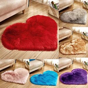 Fluffy Area Rugs,Heart Shaped Soft Faux Sheepskin Fur Area Rugs for Home Sofa Floor Mat Plush, Pink Shag Rug for Girls Bedroom,Fuzzy Carpet for Kid's Room, Nursery, Home Decor (E)