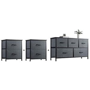 wlive 2 drawer nightstand and 5 drawer dresser set, storage tower, organizer unit for bedroom, hallway, entryway, closets