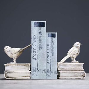 home decorative white birds & books vintage design resin bookshelf bookends,paper weights, book ends,bookend supports, book stoppers, set of 2