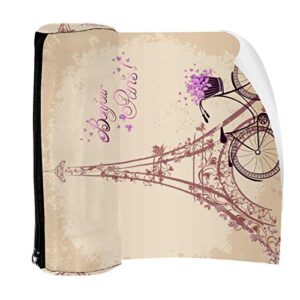 Bonjour Paris Tower Eiffel and Bicycle Pencil Bag Pen Case Stationary Case Pencil Pouch Desk Organizer Makeup Cosmetic Bag for School Office