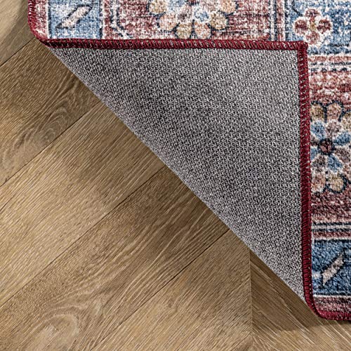 nuLOOM Zena Machine Washable Medallion Runner Rug, 2' 6" x 8', Rust