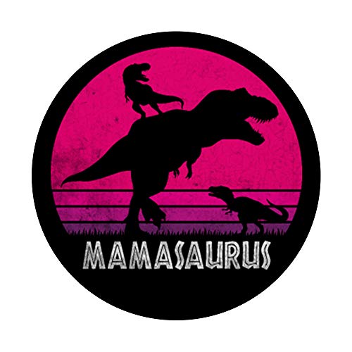 Vintage Retro 2 Kids Mamasaurus Sunset Funny Gift For Mother PopSockets Grip and Stand for Phones and Tablets