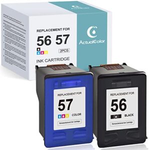 actualcolor c remanufactured ink cartridge replacement for hp 56 57 c6656an c6657an for deskjet 5550 5650 5850 officejet 4215 photosmart 7260 7350 7450 7550 7760 7660 7960 psc 2210 2410 printer (2p)