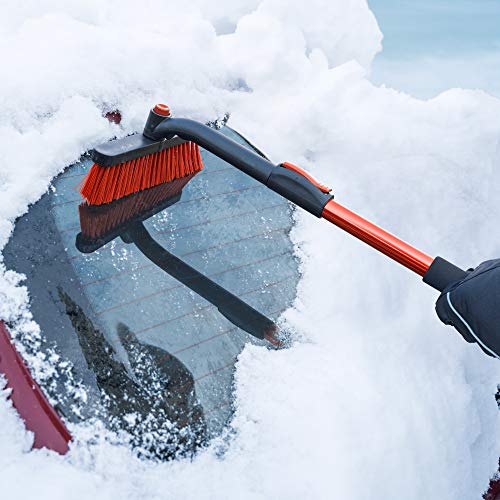 Motor Trend 39" Extendable Snow Brush with Built-in Car Ice Scraper – Ergonomic 2-in-1 Snow Scraper for Car with Rotating Head, Durable Aluminium Windshield Scraper for Ice and Snow