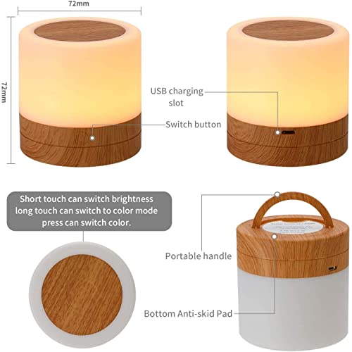 AMEXI Night Light Nightstand Lamp LED Bedside Lamp Touch Control Table Lamp Portable Dimmable Table Bedside Lamps Touch Lamp for Bedrooms/Living Room/Office