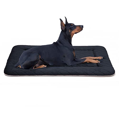 Hero Dog Large Dog Bed Crate Pad Mat for Dogs, 42" Soft Flannel Machine Washable Pet Beds with Non-Slip Bottom, Dark Grey L