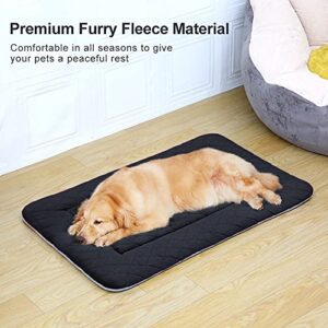Hero Dog Large Dog Bed Crate Pad Mat for Dogs, 42" Soft Flannel Machine Washable Pet Beds with Non-Slip Bottom, Dark Grey L