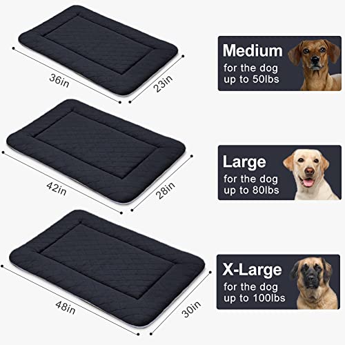 Hero Dog Large Dog Bed Crate Pad Mat for Dogs, 42" Soft Flannel Machine Washable Pet Beds with Non-Slip Bottom, Dark Grey L