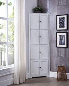 kings brand furniture - lyons 4-tier 68" corner kitchen pantry storage cabinet with 8 doors, white