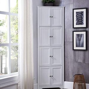 Kings Brand Furniture - Lyons 4-Tier 68" Corner Kitchen Pantry Storage Cabinet with 8 Doors, White