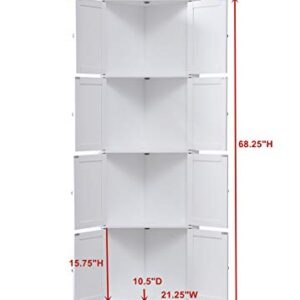 Kings Brand Furniture - Lyons 4-Tier 68" Corner Kitchen Pantry Storage Cabinet with 8 Doors, White