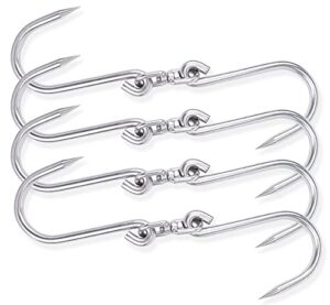 4 packs swiveling meat hook,alele heavy duty stainless steel processing butcher hooks - large fish,hunting,carcass hanging hook