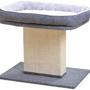 Catry Cat Bed with Scratching Post - Minimalist Style Design of Cat Tree with Cozy Cat Bed and Teasing Scratching Post, Allure Kitten to Stay Around This Sturdy and Easy to Assemble Cat Furniture