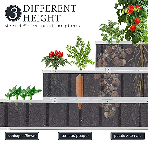 KING BIRD 3 Tiers Raised Garden Bed Dismountable Frame Galvanized Steel Metal Patio Garden Elevated Planter Box 46’’x46’’x23.6’’ for Growing Vegetables Flower (Dark Grey)