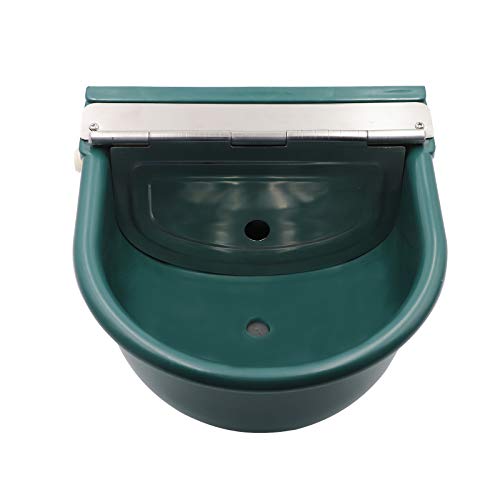 MUDUOBAN Auto Pet Waterer Stainless Steel Cover Plastic Bowl for Cattle Horse Dog Pet Watering Bowl Livestock Drinking Trough (Dark Green)