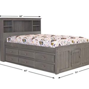 Discovery World Furniture Charcoal Full Bookcase Bed with 6 Drawers