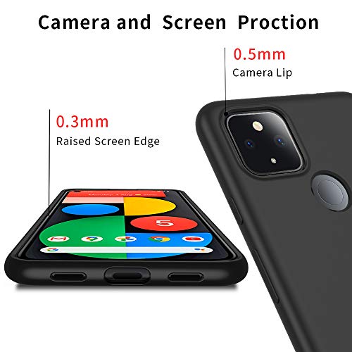 X-level Google Pixel 5 5G Case Slim Fit Mobile Phone Case Soft Flexible TPU [Guardian Series] Matte Finish Ultra-Thin Light Coating Grip Full Protective Cell Phone Back Cover for Google 5 5G-Black