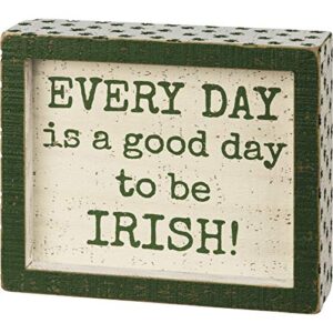 primitives by kathy every good day to be irish box sign, 6 inches x 5 inches x 1.75 inches, green