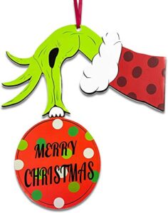 thickened christmas front door decorations, 16.6'' x 13.6'' wooden hanging sign for xmas themed party birthday event new year party decorations
