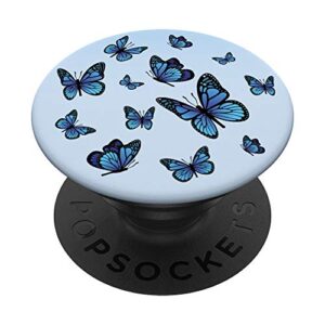 blue butterflies design cute print for girls women boys popsockets swappable popgrip