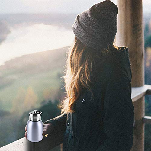 10.15oz/300ML Mini Thermal Mug Leak Proof Vacuum Flasks Travel Thermos Stainless Steel Drink Water Bottle Small Thermos Cups for Indoor and Outdoor by Floor88 (Silver)