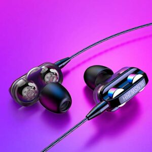 Newrys Universal Heavy Bass Stereo Wired Earphones, Sports Headsets with Mic,Noise Isolating,HiFi in-Ear Sports Headphones Black