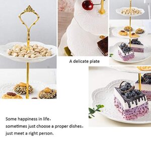 3 Set 3 Tier White Dessert Stands, Plastic Tiered Cake Stands, Fruit Candy Display Includes Square/Sakura-Shaped/Round Dessert Tiered Stand for Wedding Birthday Family Party